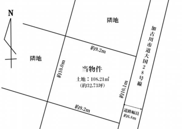 加古川市西神吉町大国、土地の間取り画像です