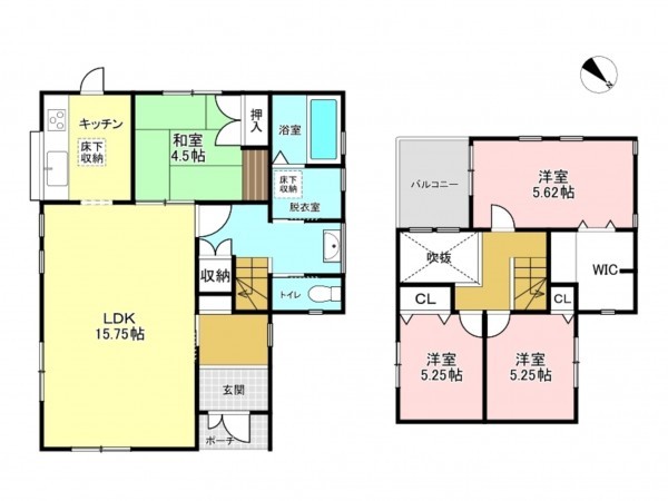 加古川市野口町野口、中古一戸建ての間取り画像です