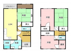 加古川市加古川町美乃利、中古一戸建ての間取り画像です