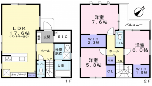 加古川市平岡町新在家、新築一戸建ての間取り画像です