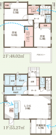 加古川市東神吉町西井ノ口、新築一戸建ての間取り画像です
