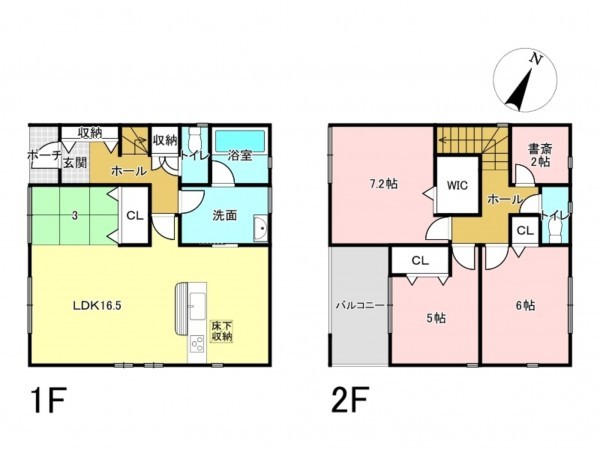 加古川市野口町良野、新築一戸建ての間取り画像です