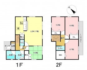 加古川市尾上町安田、中古一戸建ての間取り画像です