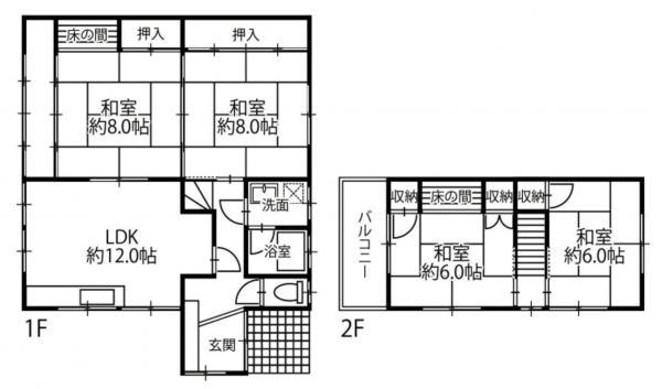 加古川市別府町本町、中古一戸建ての間取り画像です