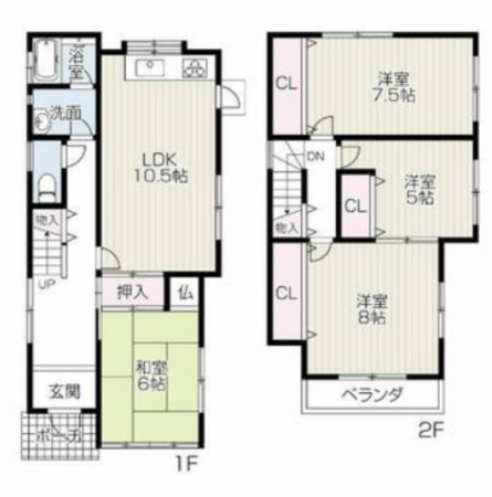 加古川市野口町長砂、中古一戸建ての間取り画像です
