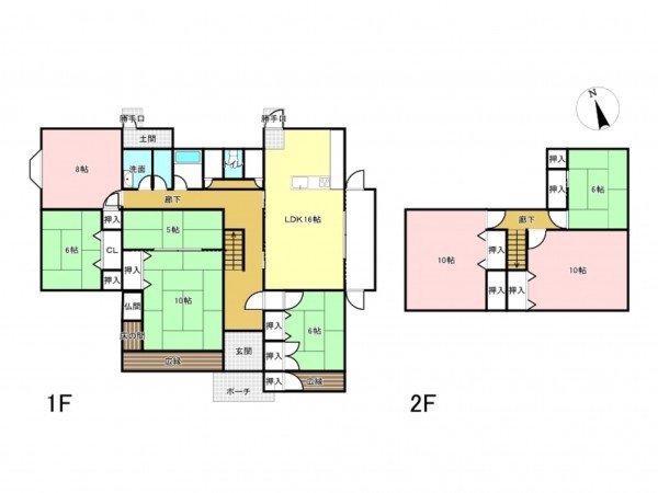 加古川市西神吉町鼎、中古一戸建ての間取り画像です