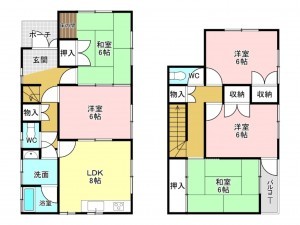 加古川市別府町新野辺北町、中古一戸建ての間取り画像です