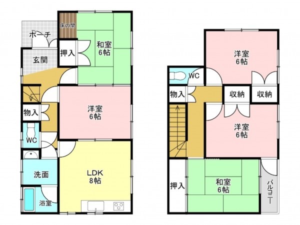 加古川市別府町新野辺北町、中古一戸建ての間取り画像です