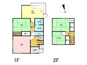 加古川市山手、中古一戸建ての間取り画像です