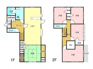 加古川市野口町良野、中古一戸建ての間取り画像です