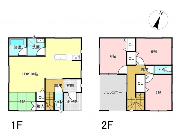 加古川市加古川町大野、中古一戸建ての間取り画像です