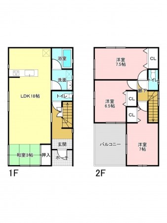 加古川市尾上町口里、中古一戸建ての間取り画像です