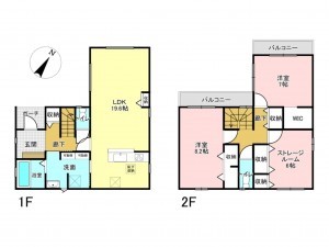 加古川市東神吉町神吉、新築一戸建ての間取り画像です