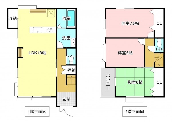 加古川市別府町新野辺、中古一戸建ての間取り画像です