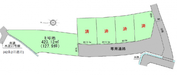 加古川市野口町水足、土地の間取り画像です