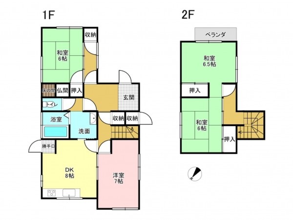 加古川市加古川町美乃利、中古一戸建ての間取り画像です