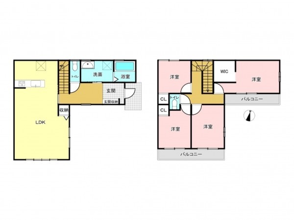 加古川市西神吉町岸、新築一戸建ての間取り画像です
