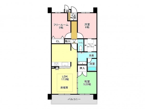 加古川市西神吉町岸、マンションの間取り画像です