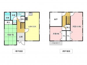 加古川市神野町石守、中古一戸建ての間取り画像です