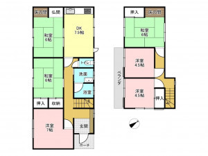 加古川市野口町良野、中古一戸建ての間取り画像です