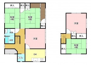 加古川市野口町長砂、中古一戸建ての間取り画像です