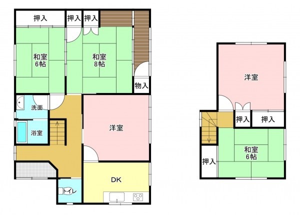 加古川市野口町長砂、中古一戸建ての間取り画像です