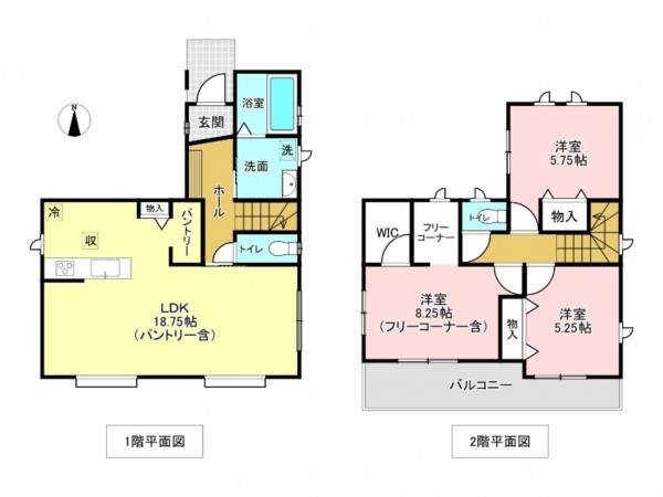 加古川市平岡町土山、新築一戸建ての間取り画像です