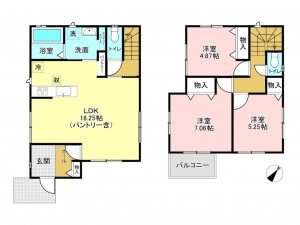 加古川市東神吉町出河原、新築一戸建ての間取り画像です