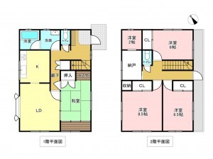 加古川市平岡町二俣、中古一戸建ての間取り画像です