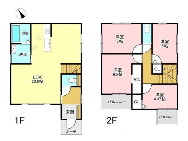 加古川市加古川町美乃利、新築一戸建ての間取り画像です