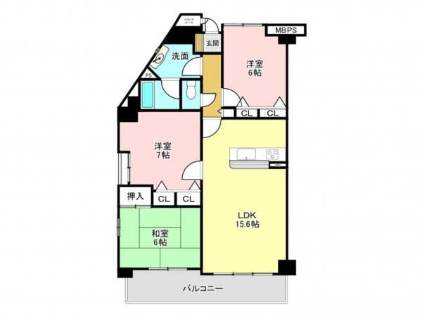 加古川市別府町本町、マンションの間取り画像です