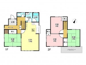 加古川市東神吉町天下原、中古一戸建ての間取り画像です