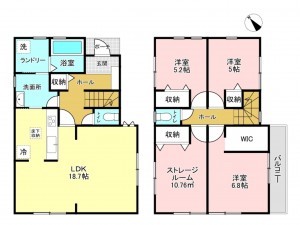 加古川市平岡町二俣、新築一戸建ての間取り画像です