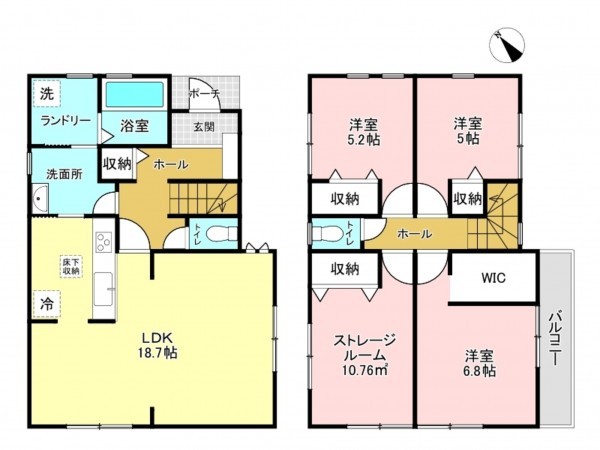 加古川市平岡町二俣、新築一戸建ての間取り画像です