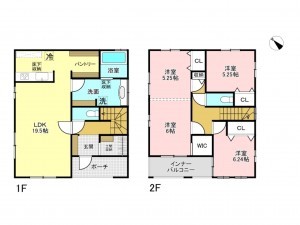加古川市尾上町口里、新築一戸建ての間取り画像です