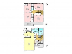加古川市尾上町口里、新築一戸建ての間取り画像です