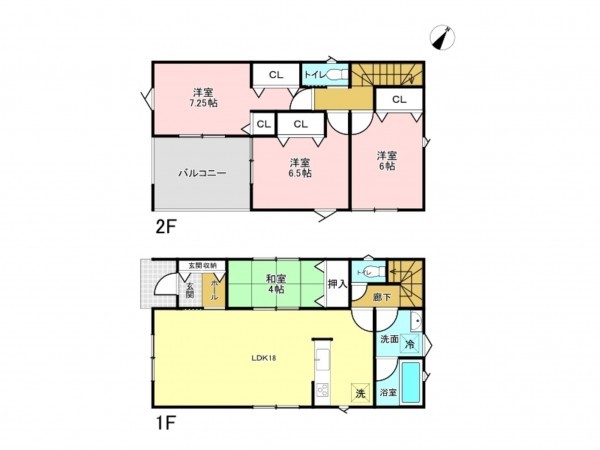 加古川市平岡町土山、新築一戸建ての間取り画像です