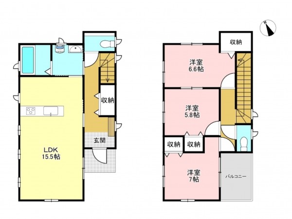 加古川市平岡町一色、新築一戸建ての間取り画像です
