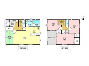 加古川市野口町野口、新築一戸建ての間取り画像です