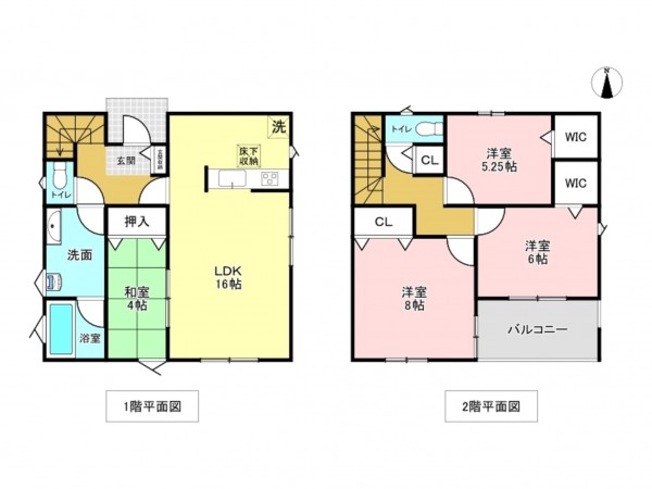 加古川市野口町野口、新築一戸建ての間取り画像です