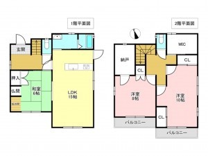 加古川市米田町平津、中古一戸建ての間取り画像です