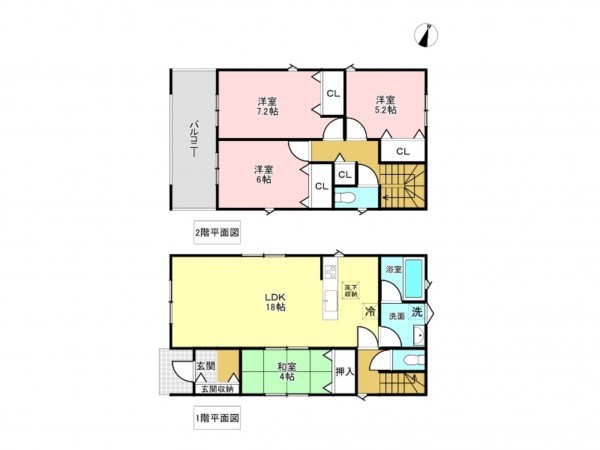 加古川市平岡町土山、新築一戸建ての間取り画像です