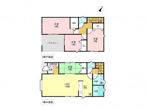 加古川市平岡町土山、新築一戸建ての間取り画像です
