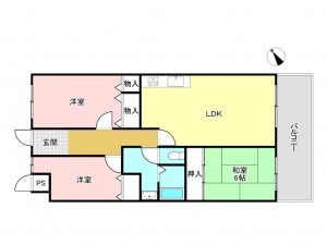 加古川市加古川町平野、マンションの間取り画像です