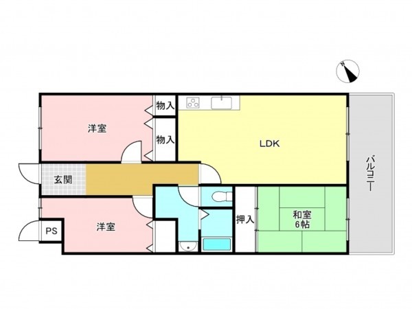 加古川市加古川町平野、マンションの間取り画像です
