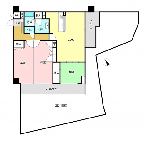 加古川市平岡町高畑、マンションの間取り画像です