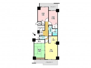 加古川市別府町朝日町、マンションの間取り画像です