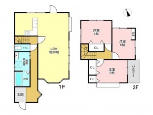 加古川市野口町長砂、中古一戸建ての間取り画像です