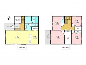 加古川市尾上町池田、新築一戸建ての間取り画像です