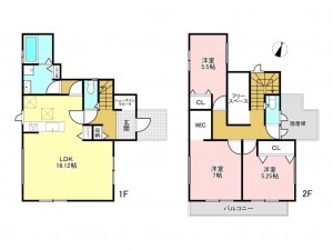 加古川市平岡町高畑、新築一戸建ての間取り画像です